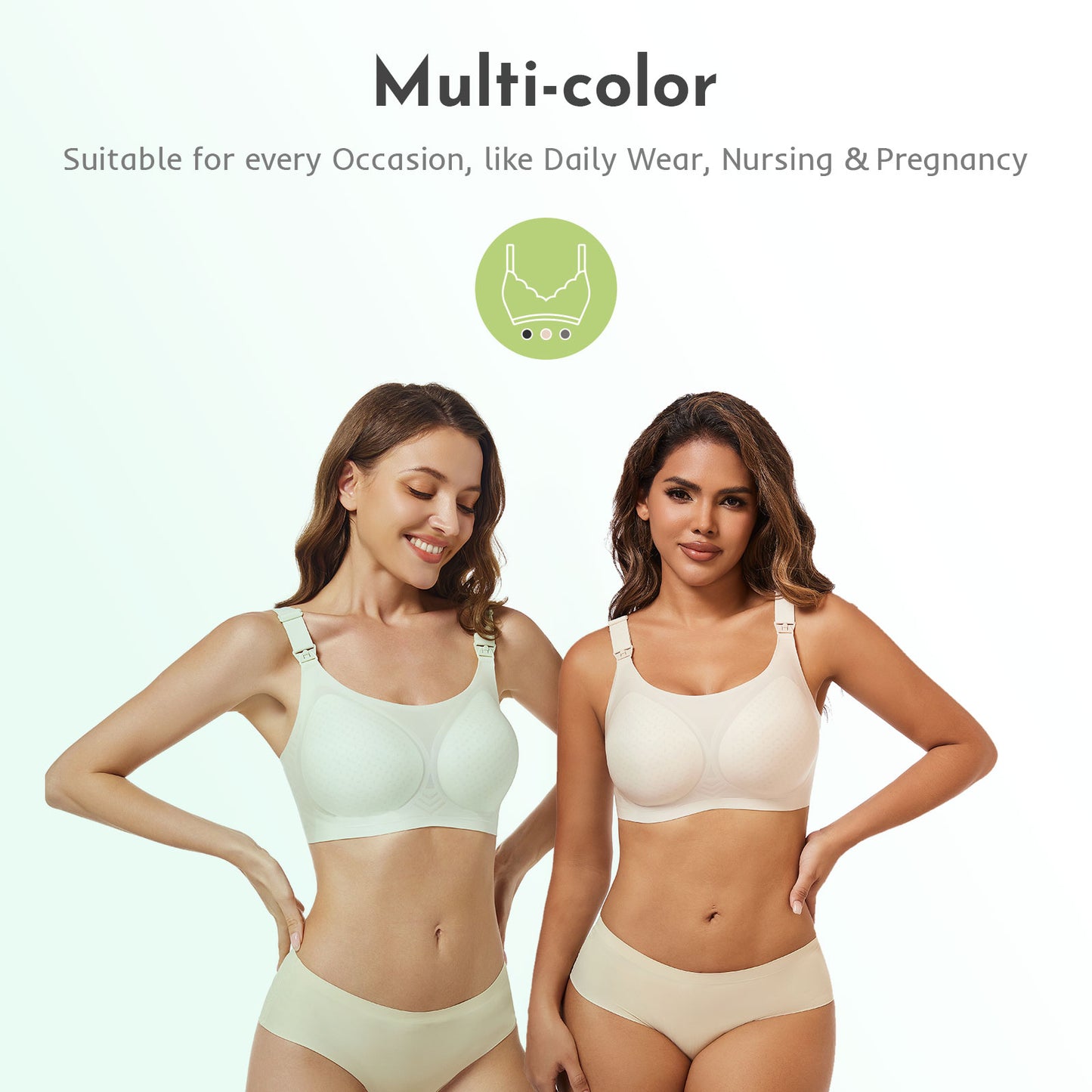 Nursing Bras for Breastfeeding, Seamless Ultra Comfort Breathable Maternity Bras, Natural Pregnancy Bras for Women