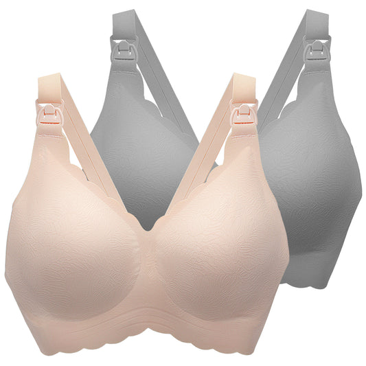 MomWills Nursing Bras for Breastfeeding, Seamless Ultra Comfort Maternity Bra, Natural Shape Pregnancy Bras for Women, 2Pack